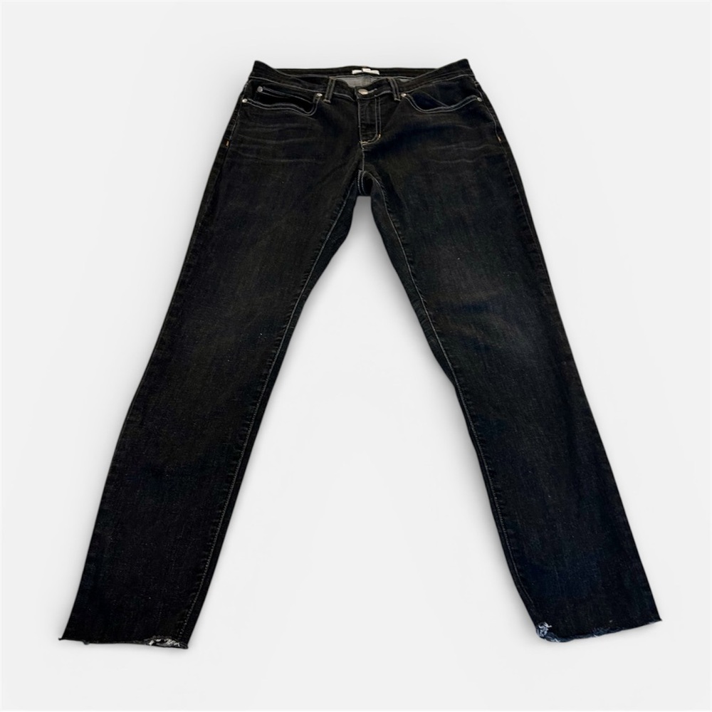 Eileen Fischer Black Skinny Jeans Raw Frayed Hem Women’s   Size 8